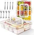 OWNSWING  Snackle Box Container Stackable Snack Containers 8 Compartments Divided Snack Tray with Clear Lid and Handle