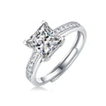 1Carat 2Carat Sterling Silver 925 Ring for Women Square Moissanite Adjustable Size Wedding Ring Girl Gift