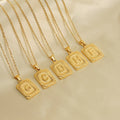 Popular Design 18K Gold Plated Square Brand Stainless Steel Alphabet Pendant Men's Hip Hop Fashion 26 Letter Charm bar Necklace