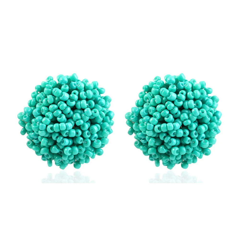 Boho Bohemian Glass Rice Seed Beads Beaded Dome Stud Earring for Women Jewelry Earrings Accessories Distributors Supplier