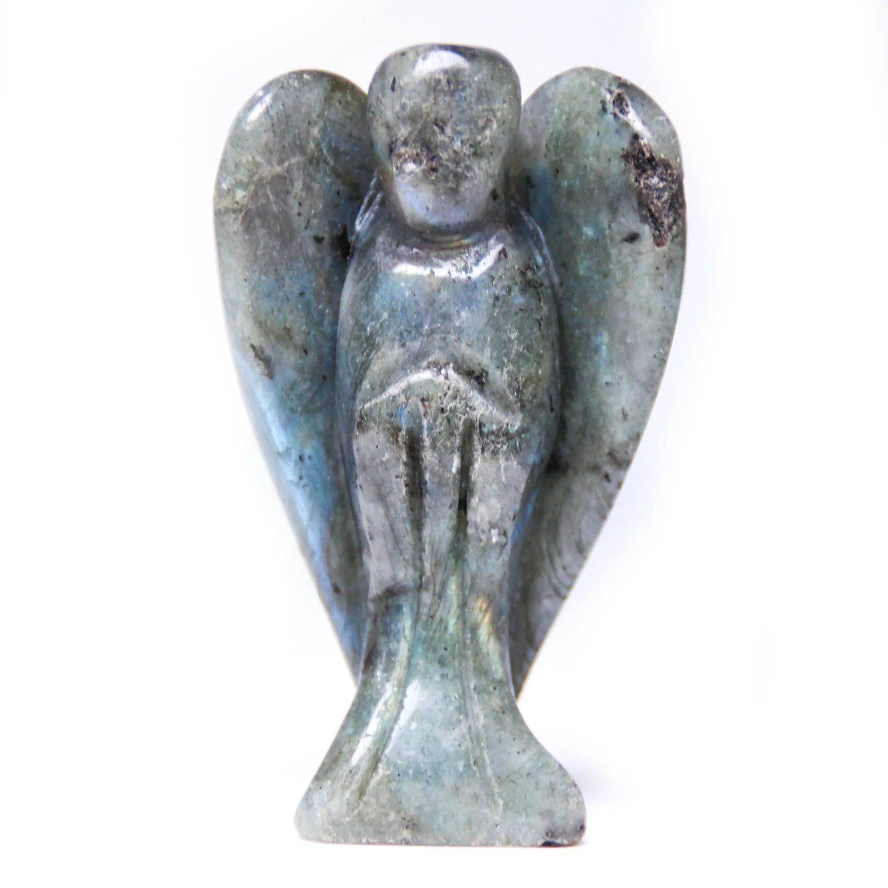 DIY Gemstone Labradorite Angel Statue Hand Carved Semi-Precious Craft 7.5 cm Decor Healing Reiki Crafts