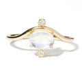 Gemnel Fashion 925 Silver 18k Gold Vermeil 0.1 Microns Gem Moonstone Diamond Band Ring