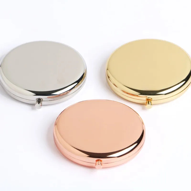 Personalized Rose Gold Pocket Compact Mirror with Logo Silver Gold Color Round Shape Foldable Pocket Mirror