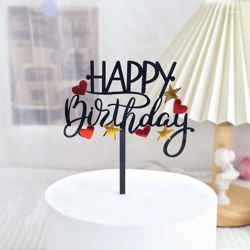 New Arrival Happy Birthday Acrylic Cake Topper for Cake Decorating Supplies