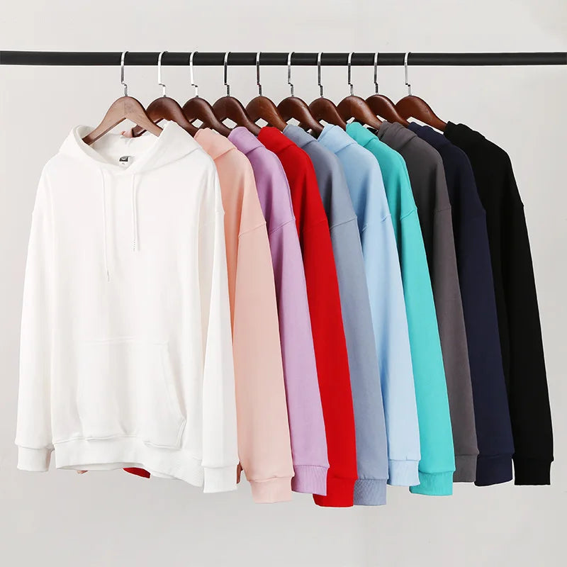 Autumn Winter Daily 340G Large Terry Hooded Solid Color Sweater XS Loose Fine Cotton Stock Blouse Three-dimensional Patch Bag