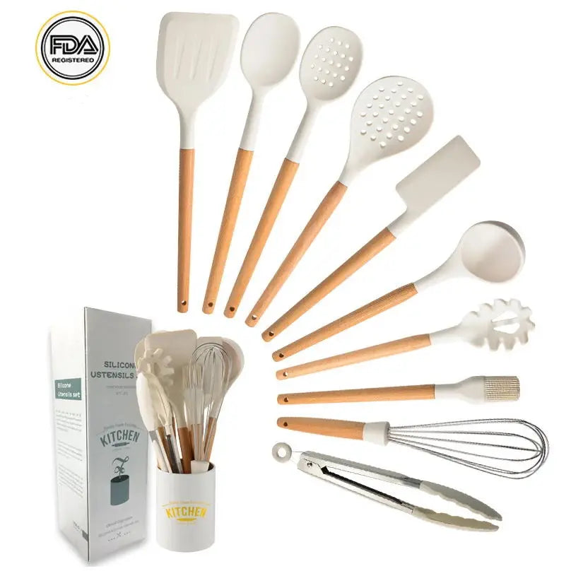 New Design 11pcs Silicone Kitchen Utensil Set Heat Resistance Utensils Cooking Home and Kitchen Cooking Utensil Sets Color Box