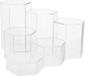 Crystal Clear Hexagonal Acrylic Jewelry Figure Showcase Display Riser Stands with Hollow Bottoms Transparent 6 Packs