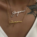 2022 Dazan New Ins 18k Gold Plated Tarnish Free Stainless Steel Polished Gorgeous Engraved Pendant Necklace Waterproof Jewelry
