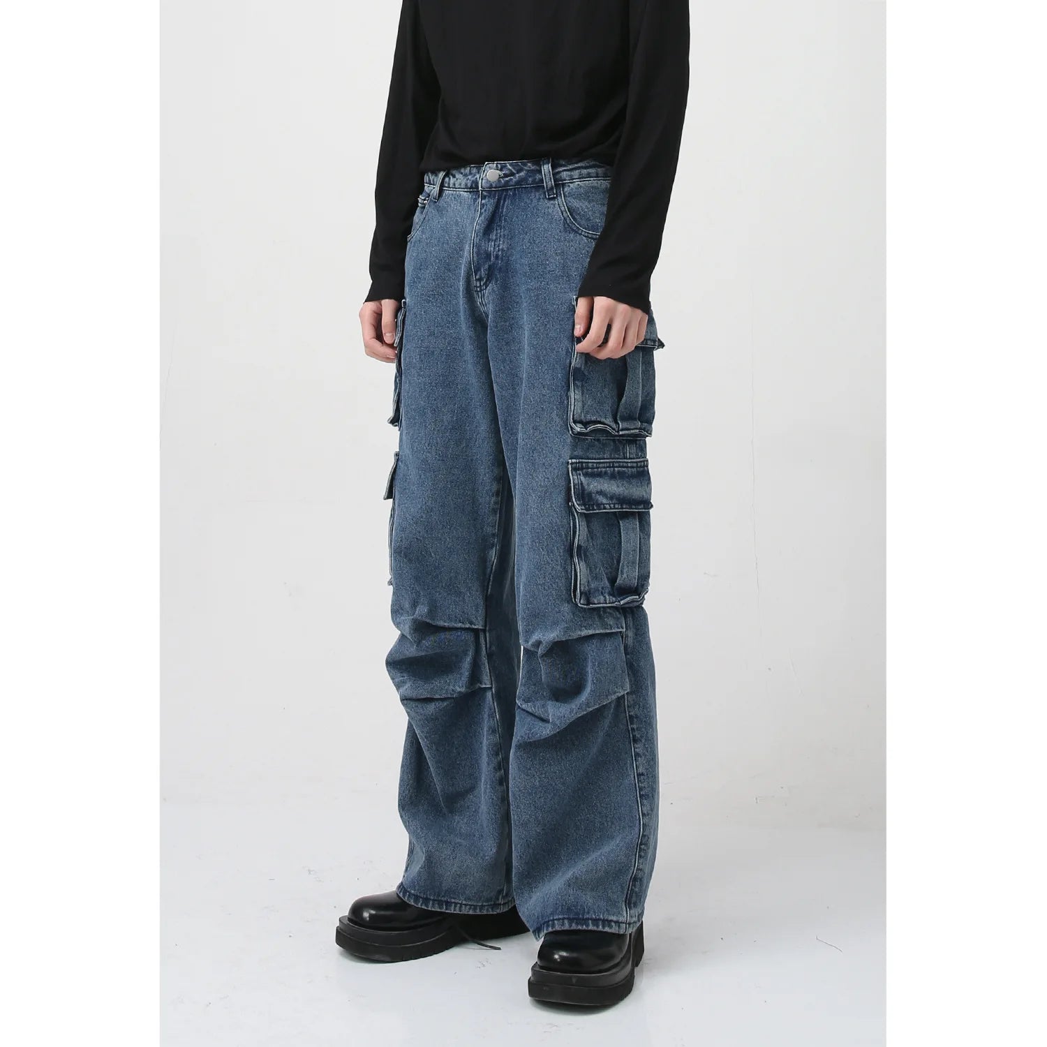 Men's Designer Jeans Carpenter Pants New Cargo Pants Blue Wash Loose Men's Jeans Fashion Custom Black Fitting Men's Jeans