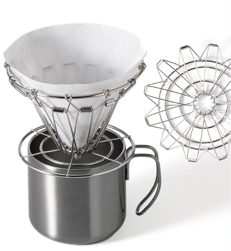 Camping Travel Foldable Stainless Steel Coffee Dripper Holder Speciality  Coffee Paper Filter Coffee Tools