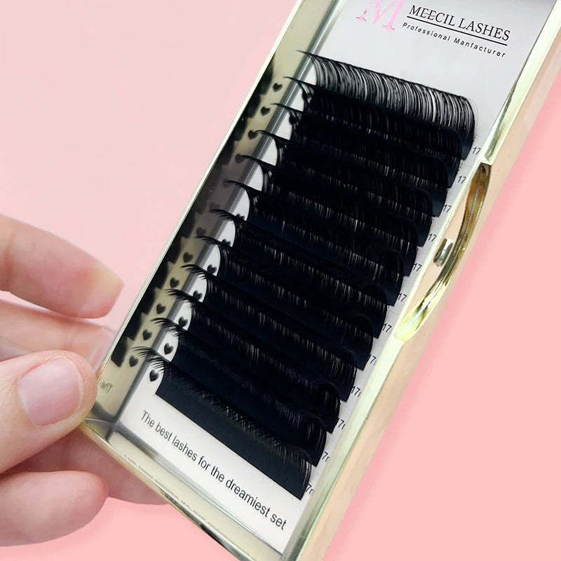 Wholesale C D Curl Russian Volume Eyelash Extension 0.07mm Synthetic Hair Individual Lashes Natural Black 8-18mm