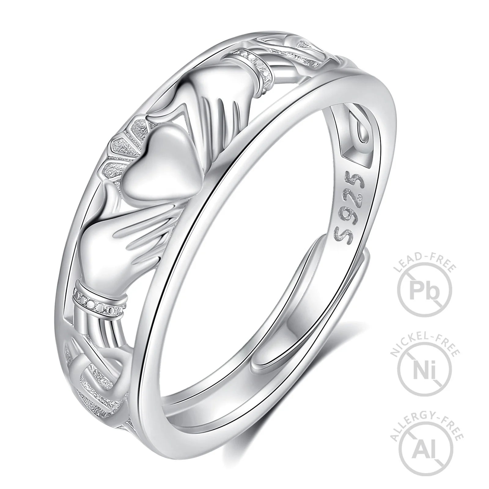 Wholesale Price Ring 925 Sterling Silver Jewelry Irish Claddagh Hand Hug Heart Crown Rings for Men or Women