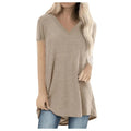 S-5XL Women's Cool Summer Solid Multi Color Top V-neck Short Sleeved Shirt