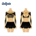Ace Sports Professional Printed Rhinestone Long Sleeve Gymnastics Competition Leotards Shiny Teenagers Performance Wear