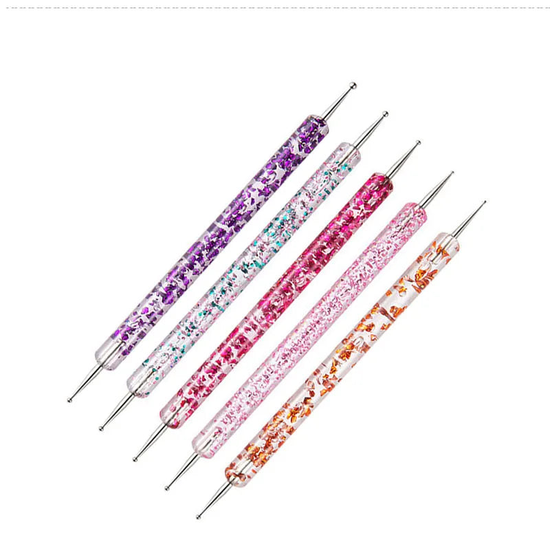5pcs/set Acrylic Handle Double Head Nail Dotting Pen Multi-functional Nail Art Pen