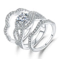 Abiding Women Fine Jewelry Vintage 3 Pcs Anniversary Wedding Band Engagement Ring Bridal Sets 925 Sterling Silver Ring
