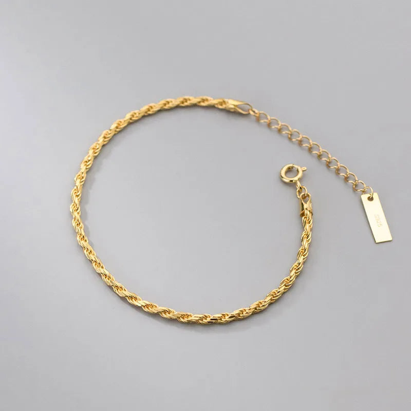 Fashion Solid 925 Sterling Silver Braided Twist Rope Chain Bracelet for Wholesale Jewelry