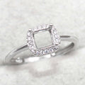 Sterling Silver 5*5mm Semi Mount Ring Square Shape Empty Frame Blank Claws Setting S925 Base Without Center Stone for Inlay DIY