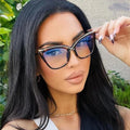 Oversized Cat Eye Metal Anti-Blue Light Glasses Women Glasses Anti Blue Light Blocking Eye Glass Frame Optical Glasses
