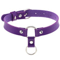 Personality PU Leather Double Ring Collar Necklace Punk O Round Neck Strap Collarbone Chain Bondage Choker Necklace