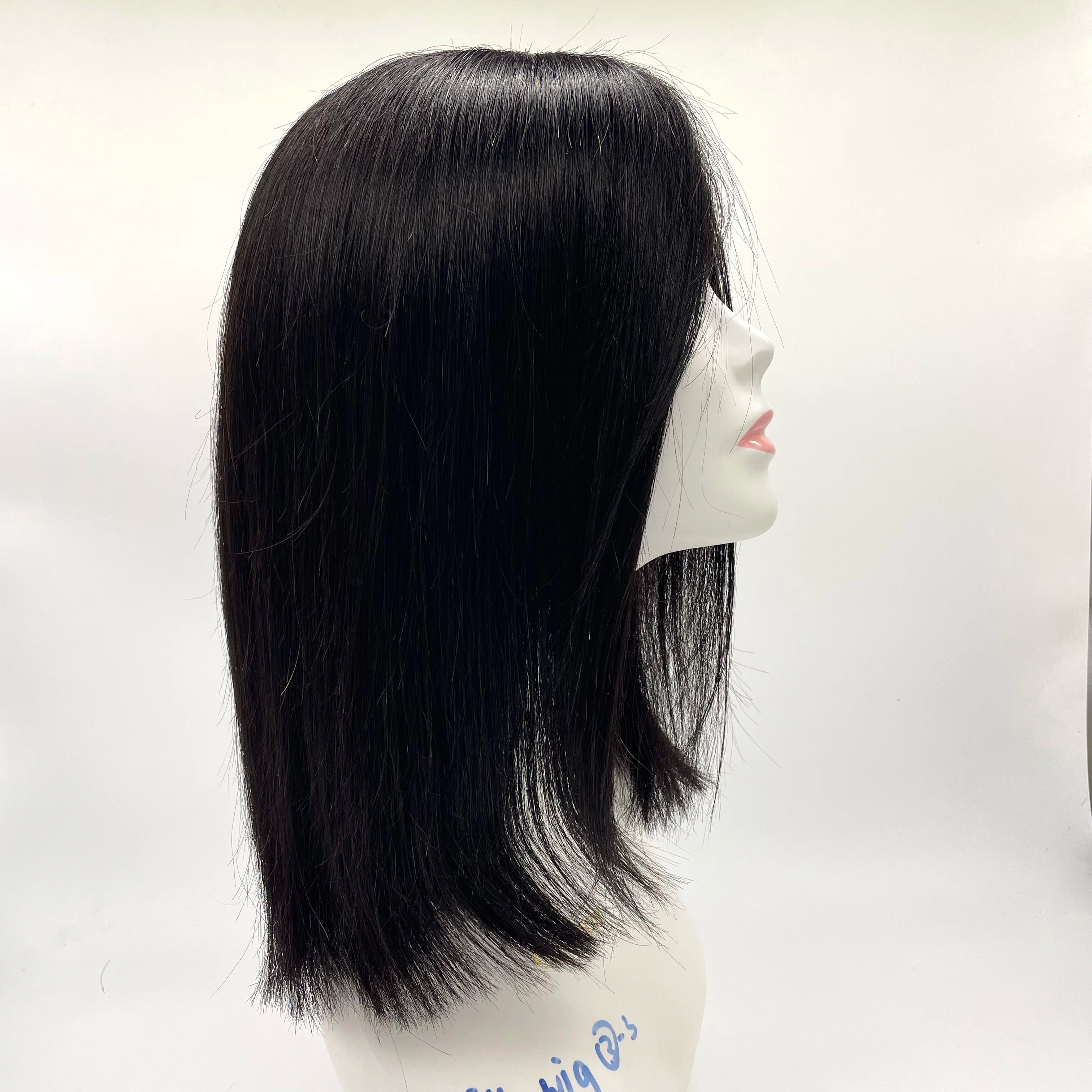 LLBeauty HQ Glueless Bob Wig for Women Double Density Lace Front Human Hair Elastic Band Bob Wig Natural Black Color 16 Inches