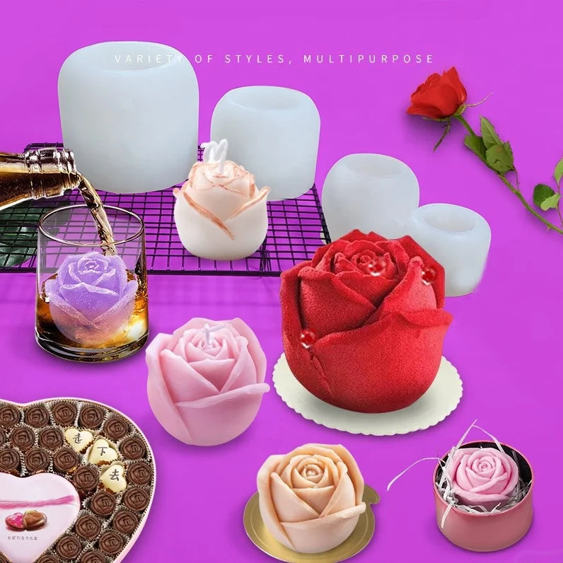 New 3D Rose Flower Silicone Planter Molds for Baking Cake Handmade Soap Candle Flower Silicone Mold