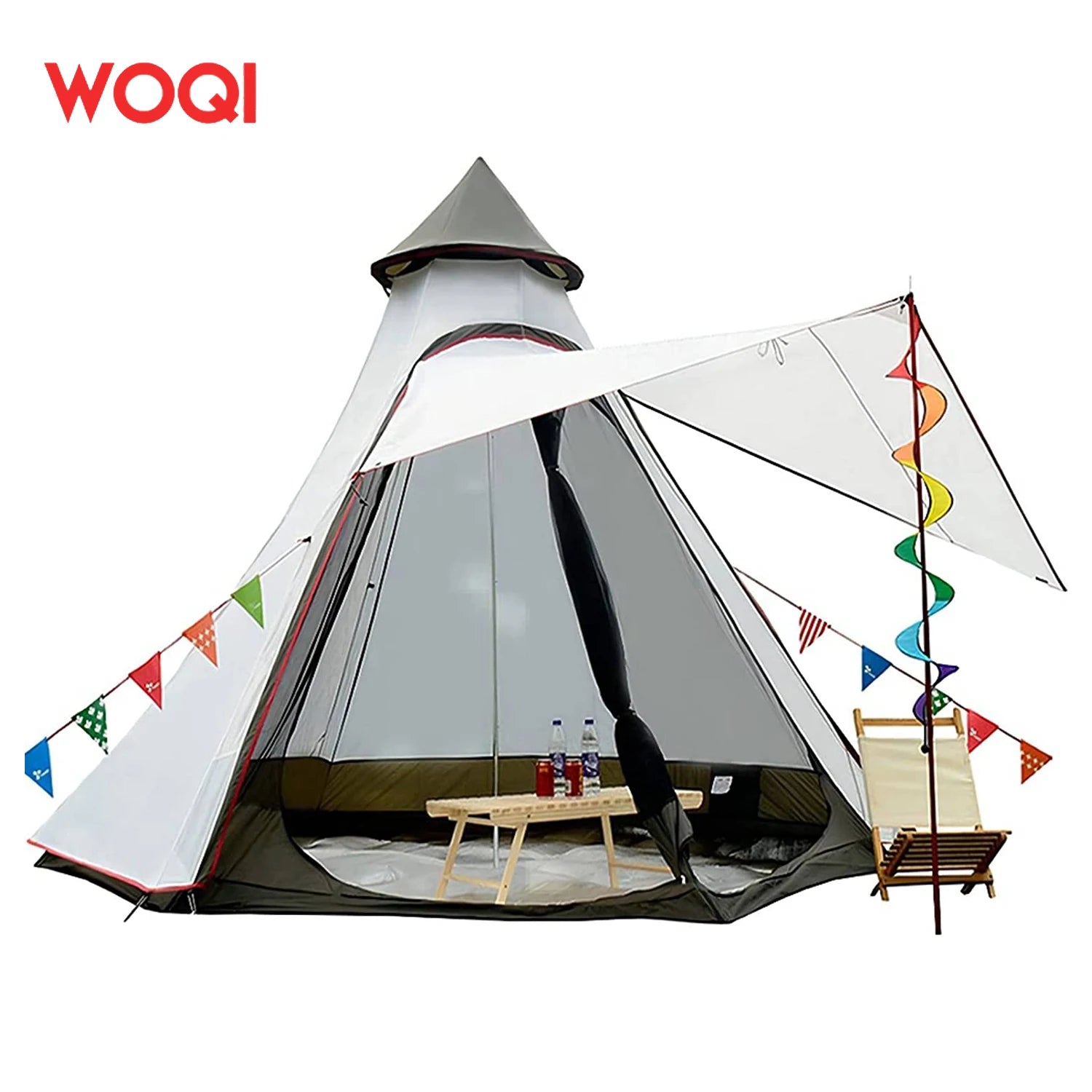 WOQI Summer Sunshade Pop up 1-6 People Camping Tent Family Folding Outdoor Waterproof Tent