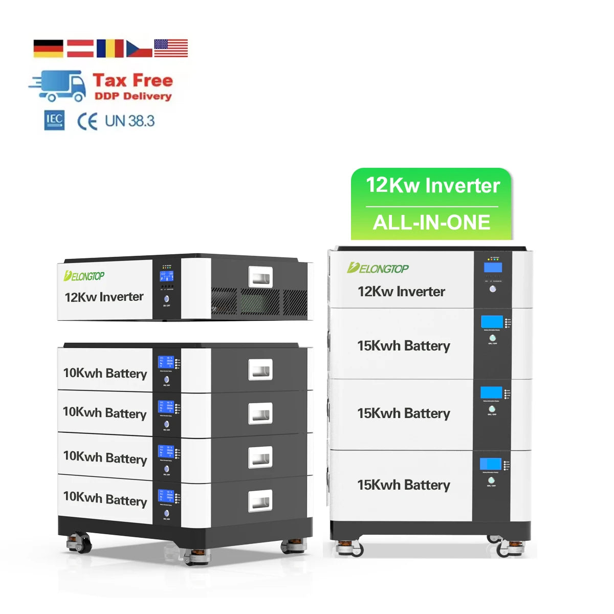 EU Warehouse Stock 220V 240V 12kw All in One Off Grid Solar Energy Storage System 15kwh 30kwh 45kwh 60kwh Lithium Ion Battery