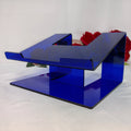 Blue Acrylic Monitor Stand and Laptop Riser PC Holder Notebook Organizer Compatible Desk Display Rack