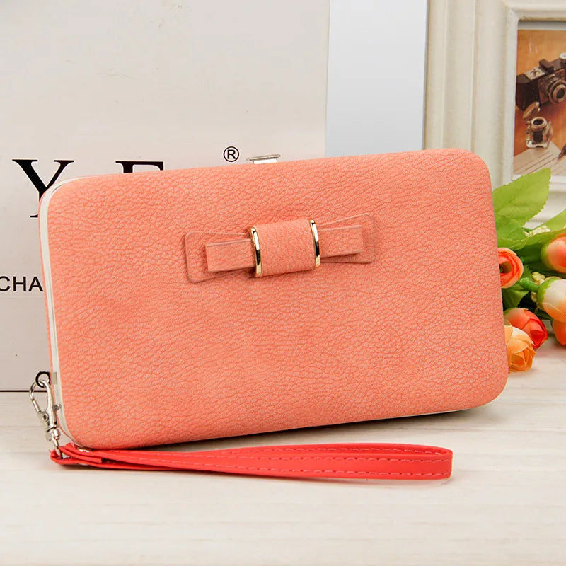 2025 Latest Ladies Long Wallet PU Leather New Fashion Korean Design Purses Candy Colors Butterfly Wristlet Bag for Women