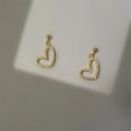925 Sterling Silver Yellow Gold Plating Mirco Setting Women Silver Heart Dangle Earrings