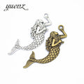 YuenZ 2 Color Antique Silver Color Mermaid Charms Zinc Alloy Necklaceearring Bracelet Jewelry DIY Handmade 77*25mm D772