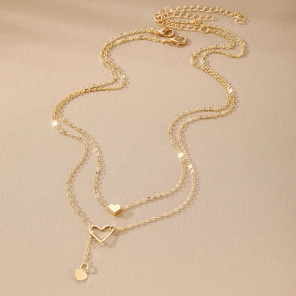 Zooying White 18 K Gold Hollow Heart Heart Tail Chain Necklace