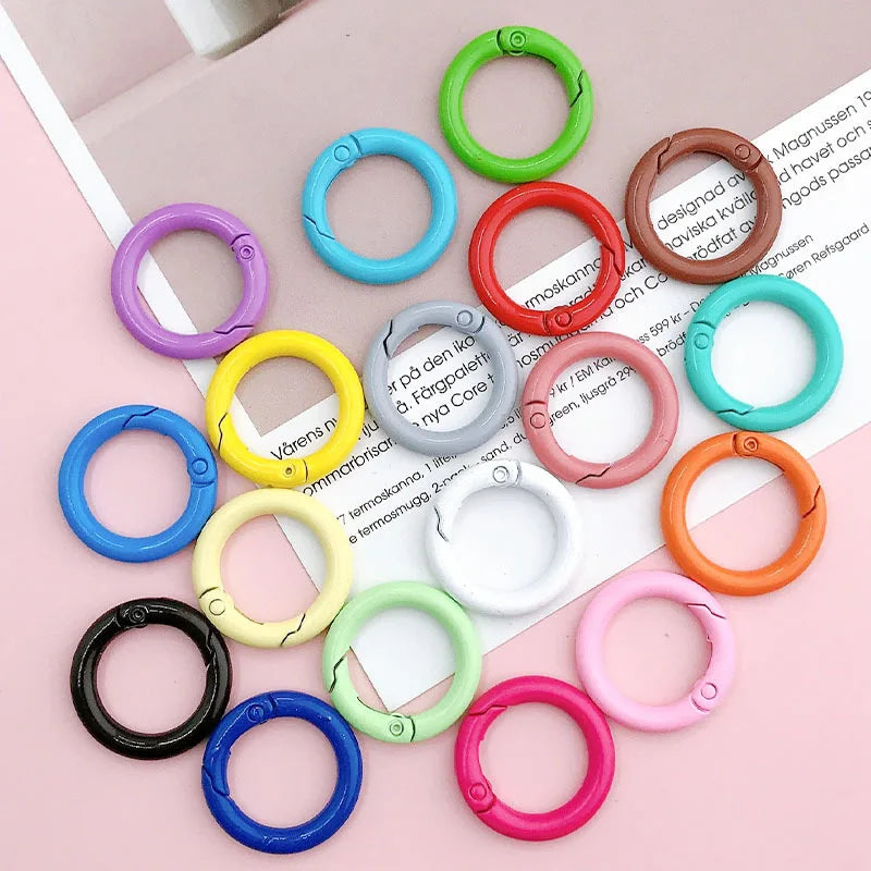 New Design 25mm Plated Open Ring Hardware Keychain Accessories Candy Color Baking Paint for DIY Jewelry Making