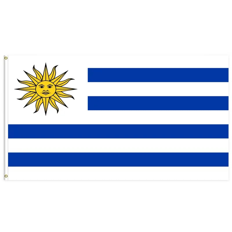 3x5Ft Uruguay Flag Polyester  With Two Brass Grommets Single Layer Hanging Outdoor and Indoor Decor