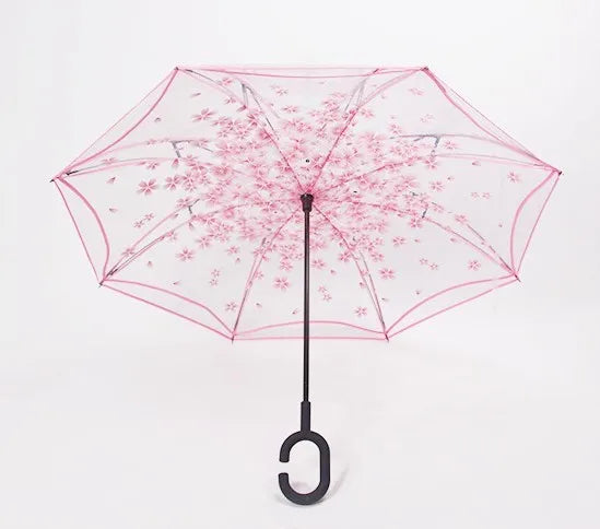 Transparent Double Layer Inverted Umbrella Car Waterproof Straight Umbrella C Type Outdoor Handle Reverse Umbrella