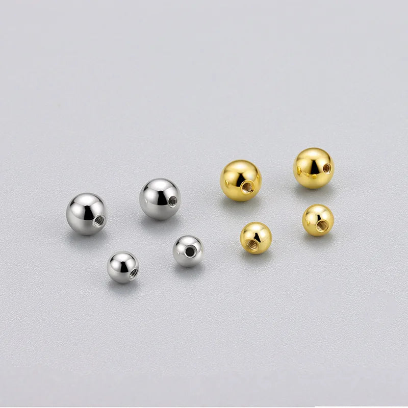 Gold Plated 925 Sterling Silver Piercing Replacement Screw Balls for Stud Earring Jewelry Making Fittings Wholesale