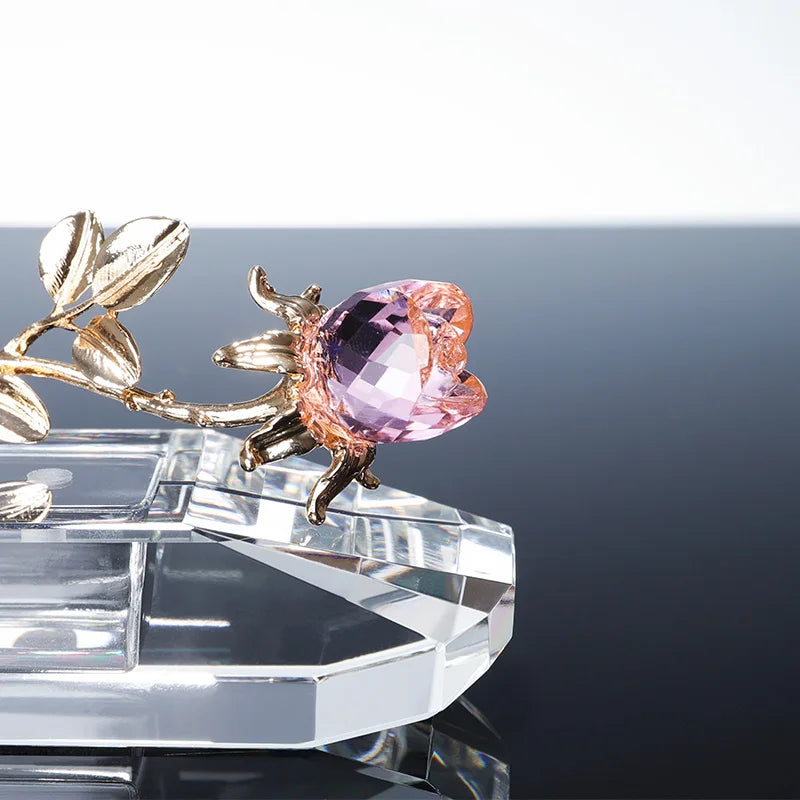 Small Bridge New Design Wholesale Custom K9 Glass Crystal Rose Crafts for Home Decoration