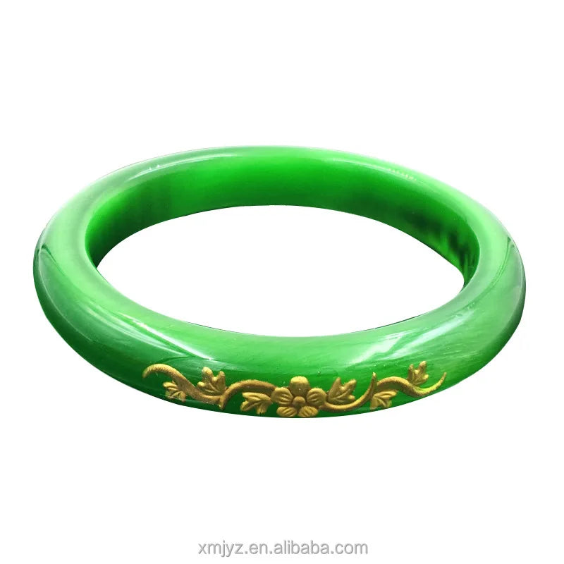 Certified Eye Stone Jade Inlaid Gold Bracelet Female Ethnic Style Wealthy Flower Gold Inlaid Jade Bracelet