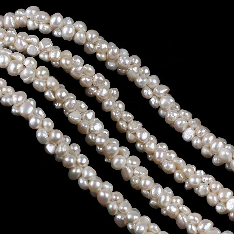 6-8mm Baroque Beads Side Hole Natural White Freshwater Pearl Strand Jewelry