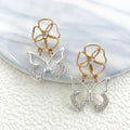 Charm Custom Jewelry Crystal Flower butterfly Gold Silver Plated Diamond Stud Earrings for Women