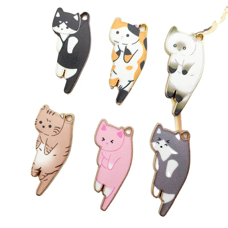 AA00116 Cute Cartoon Animal Cat Charms Colorful Pet Pendants for Necklace Earrings Bracelets Anklet DIY Jewelry Accessories