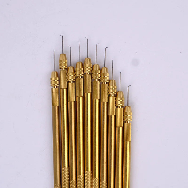 Hair Extension Tools 4 Knitting Needles 1 Copper Holder Ventilating Holder and Needles Ventilation Hooks for Making Wig