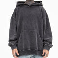 Custom Logo Cotton Stringless Heavyweight Vintage Hoodie With Pocket Oversized Blank Acid Wash Hoodie Men