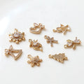 Zircon Charm Pendant Snow Flakes Deer Jingle Bell Socks 18K Gold Plated Christmas Jewelry Cute Style Main Material Brass