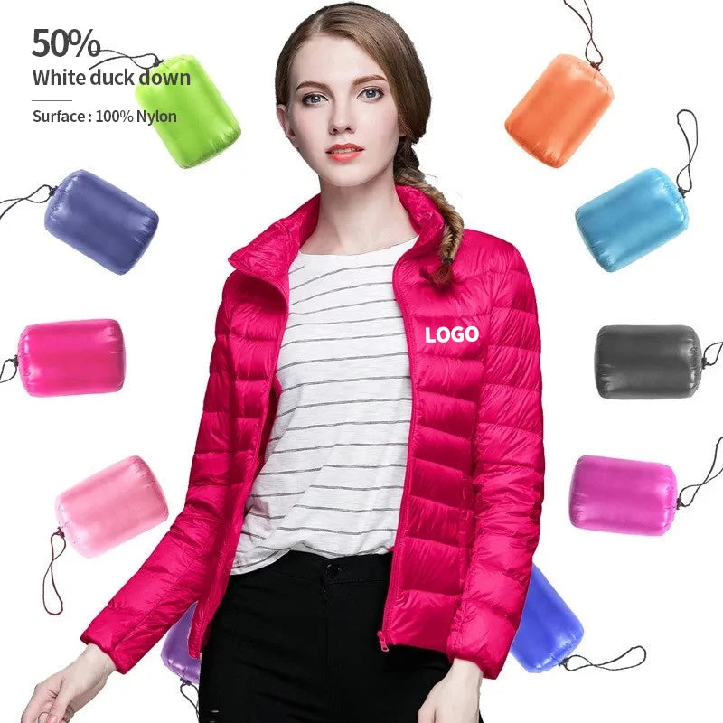 Lightweight Blank Winter Women's Down Coats Custom Puffer Jacket Women