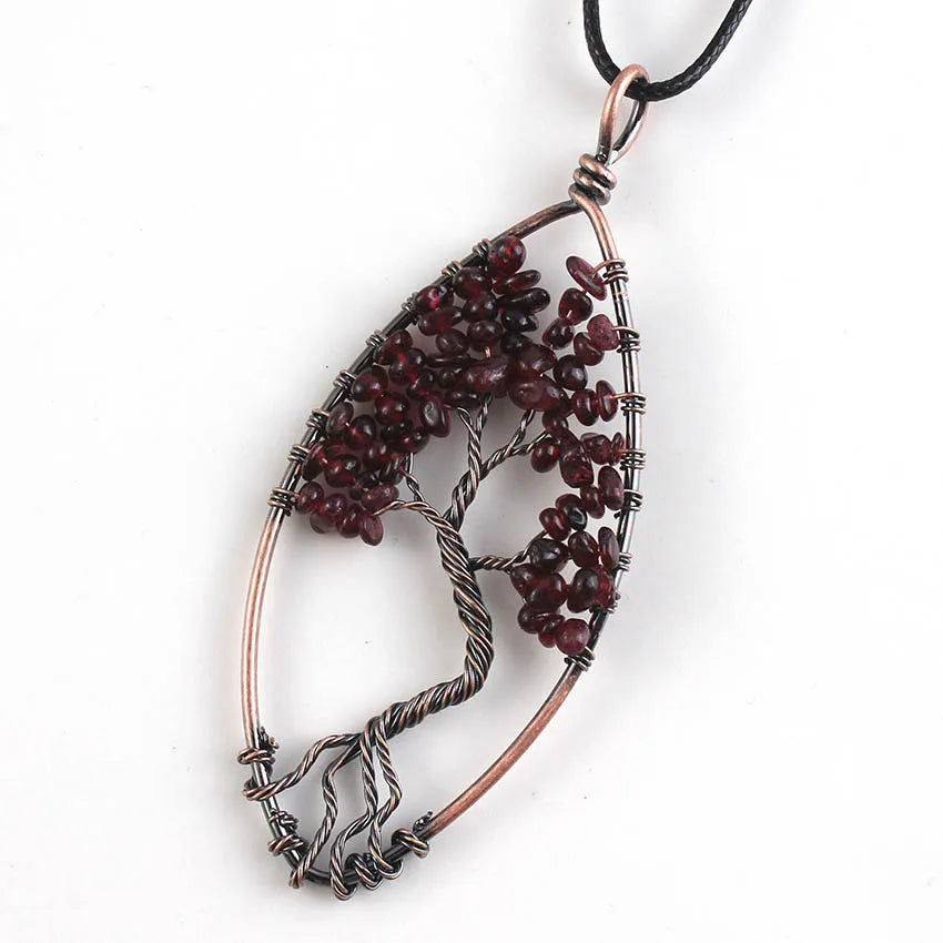 DIY Natural Amethyst Reiki Chakra Tree of Life Chakra Crystal Wire Wrapped Healing Crystal Pendant Necklace Crystal Jewelry