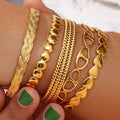 G2085 Trendy Adjustable Open PVD Gold Plated Bangle Silver Tarnish Free Jewelry Heart Bracelets Stainless Steel Cuff Bangles