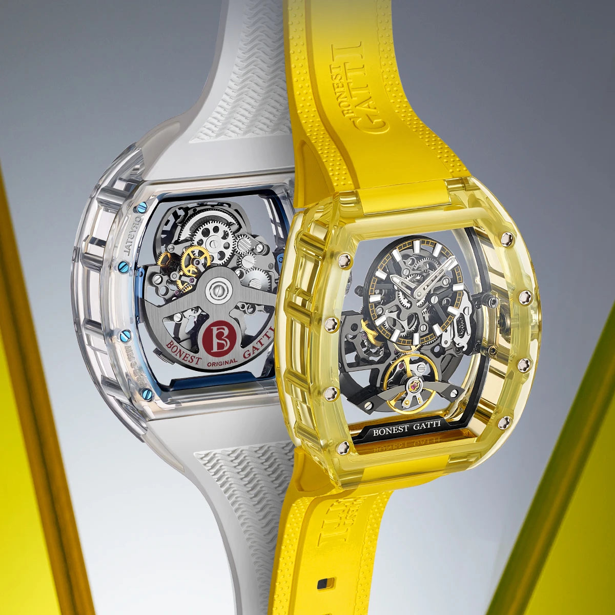 Bonest Gatti Hot Sell Luxury Glass Watch Case Sapphire Watch Mirror Hollow Out Sport Automatic Mechanical Watch