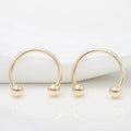 Fashion Jewelry 14k Gold Plated Double Ball Bead Semicircular Ear Clip for Women DIY Earrings Accessories